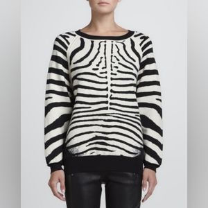 A.L.C. Zebra Print Knit Wool Blend Sweater